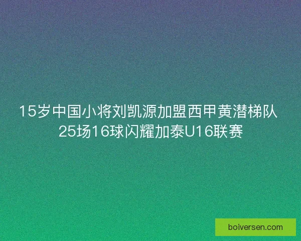 15岁中国小将刘凯源加盟西甲黄潜梯队 25场16球闪耀加泰U16联赛
