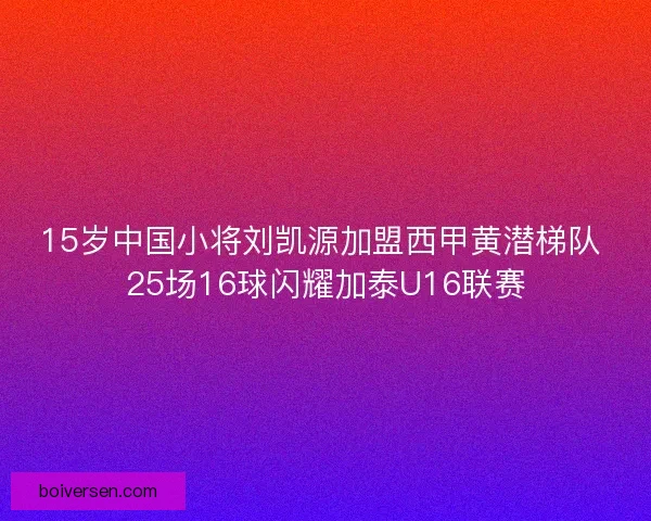 15岁中国小将刘凯源加盟西甲黄潜梯队 25场16球闪耀加泰U16联赛
