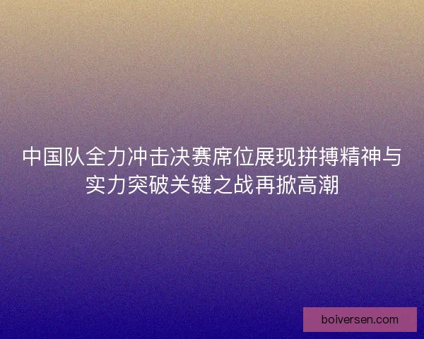 中国队全力冲击决赛席位展现拼搏精神与实力突破关键之战再掀高潮