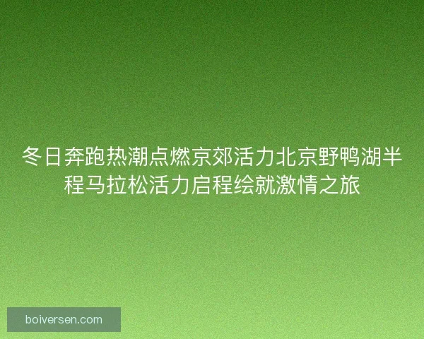 冬日奔跑热潮点燃京郊活力北京野鸭湖半程马拉松活力启程绘就激情之旅